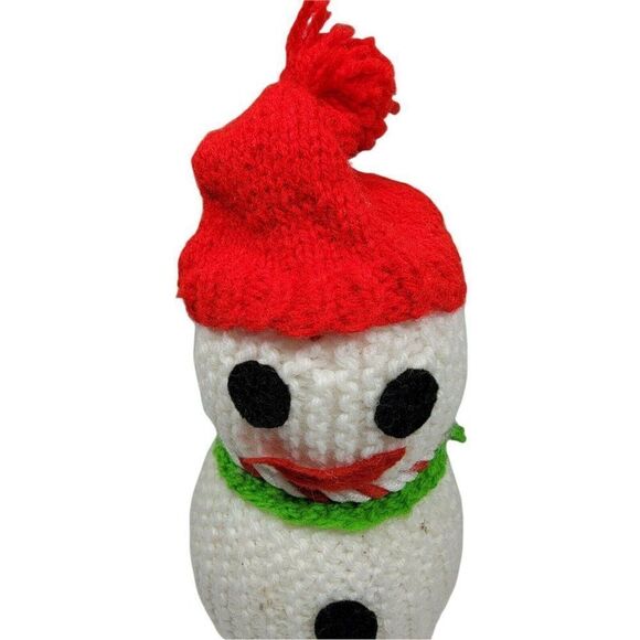 Vintage Christmas Handmade Crocheted Snowman Scarf Styrofoam Ball Decoration - Picture 2 of 4